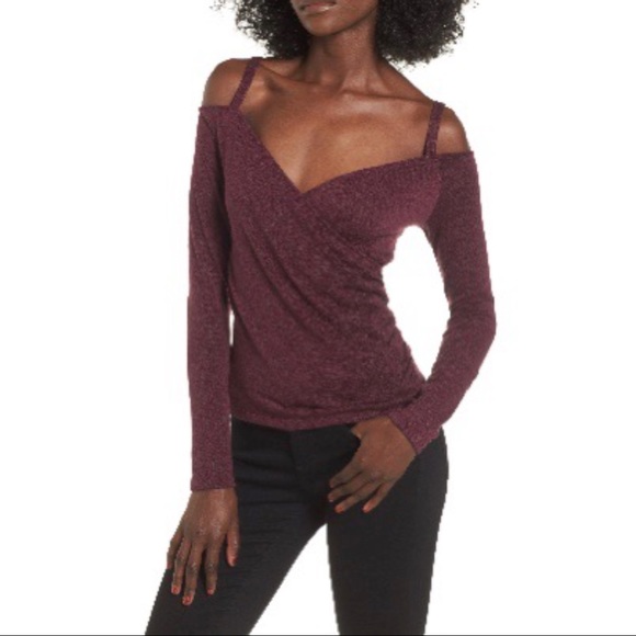 Leith Wrap Front off the Shoulder Top